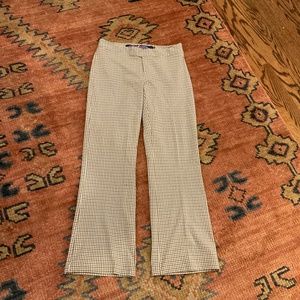 Jou Jou tan/white checked slight flared pant, size 5/6